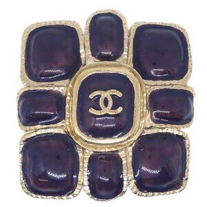 Chanel Gripoix Brooch Pin Gold Purple 08A 194817